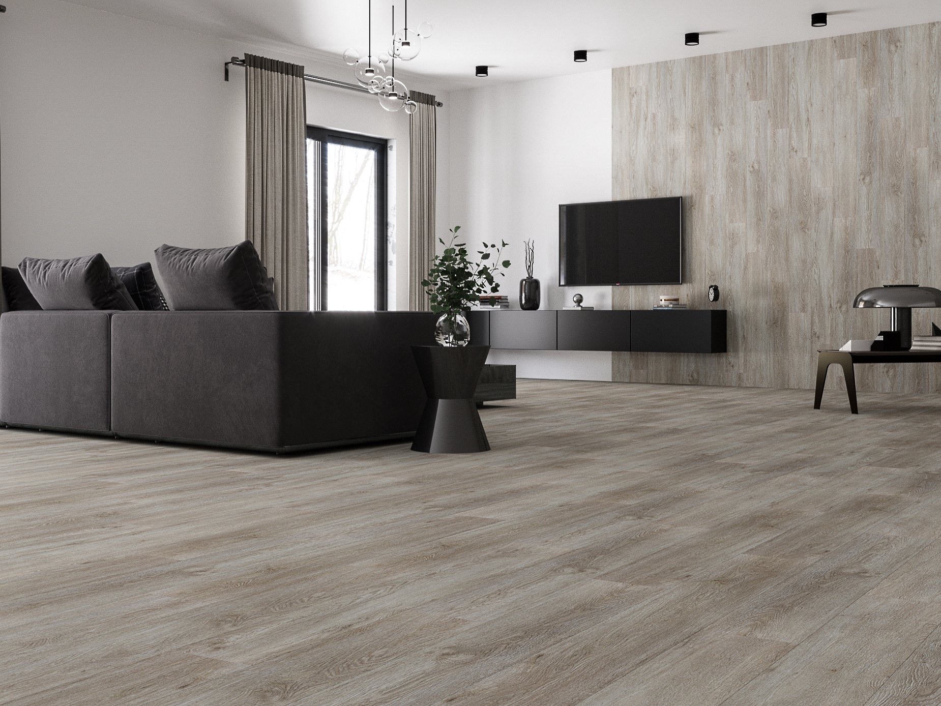 Кварцвиниловый SPC ламинат Art East Art Stone Optima Дуб Анталийский APT 35-4 900×150×3,5 фото в интерьере